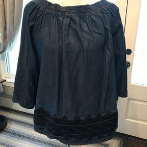 Denim on or off shoulder top
